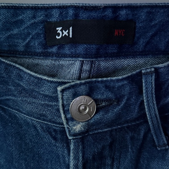 3x1 Higher Ground Gusset in Vasto Cropped Raw Hem Button Fly Flare Jeans - Picture 4 of 9